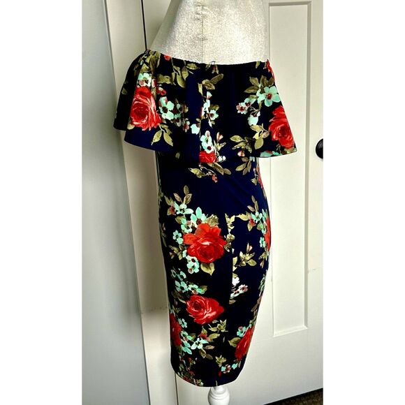 Crystal Doll Floral Strech BodyCon Miniskirt Dress Size S - Picture 3 of 6